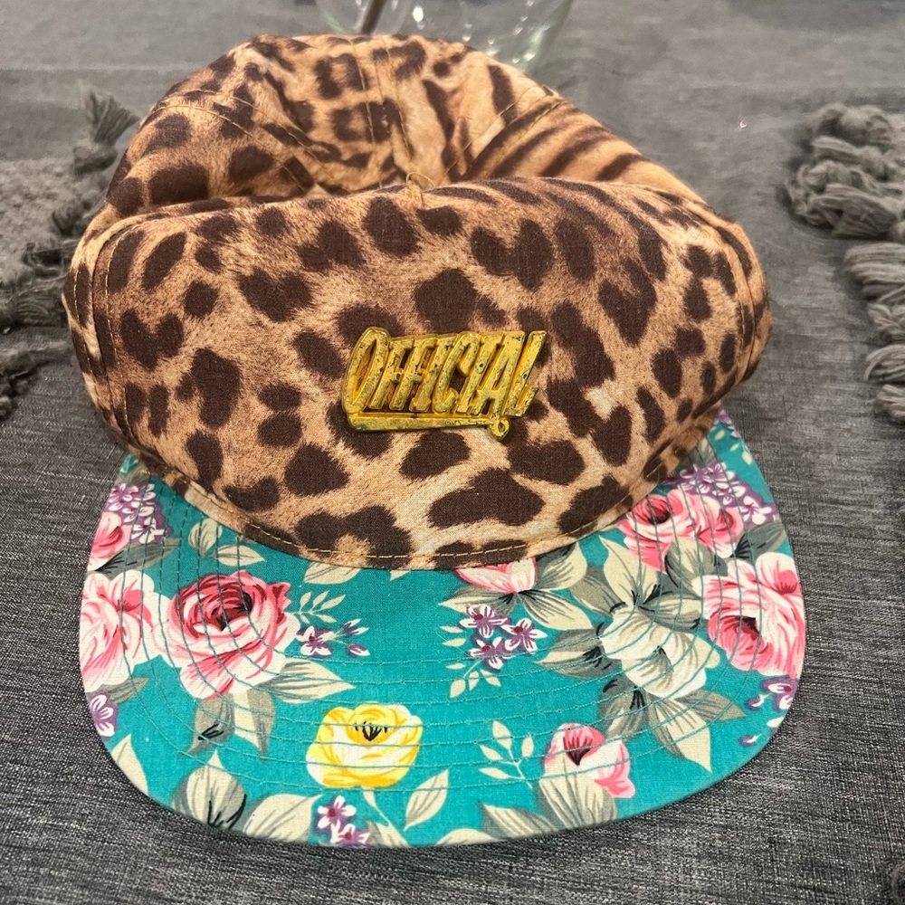Floral and cheetah print SnapBack hat